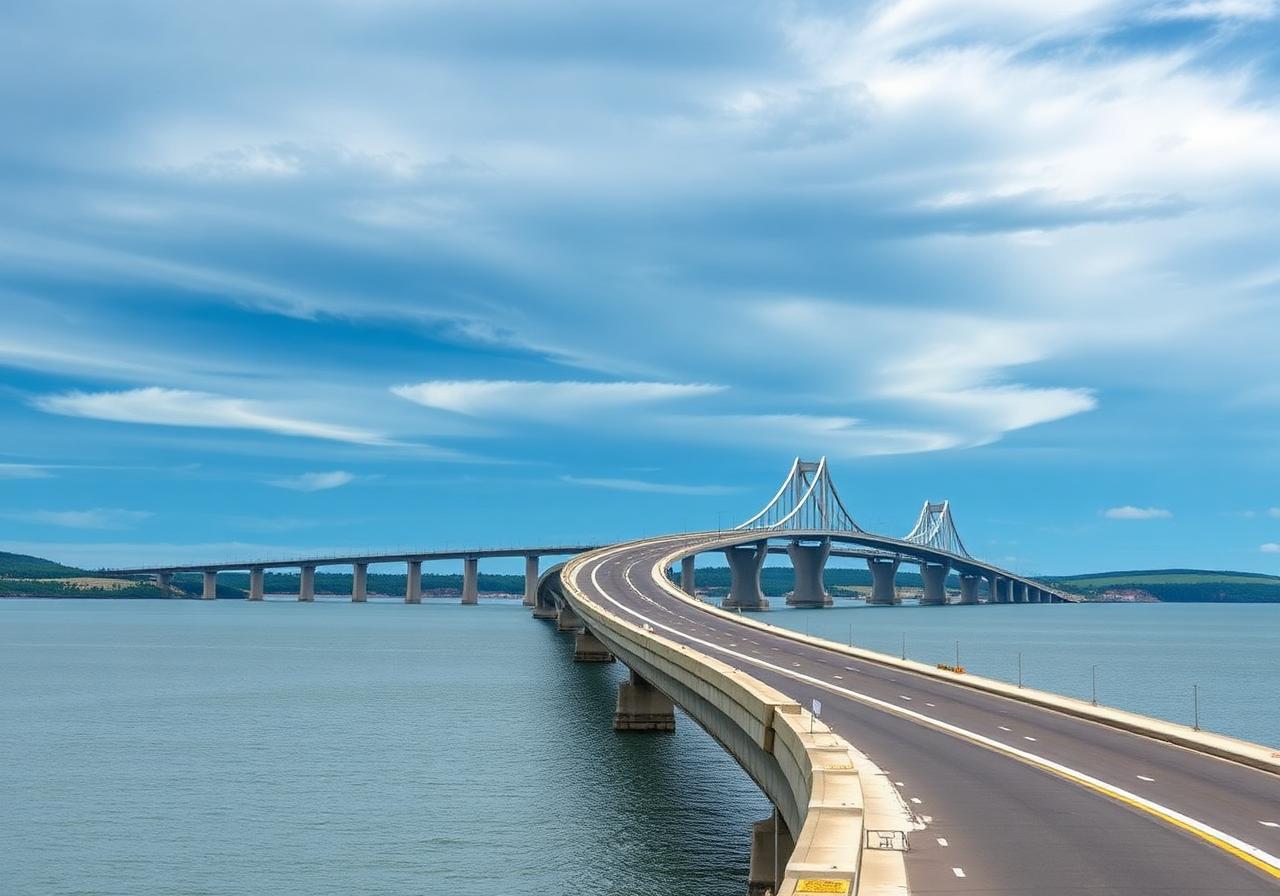 Confederation Bridge curving across the Northumberland Strait