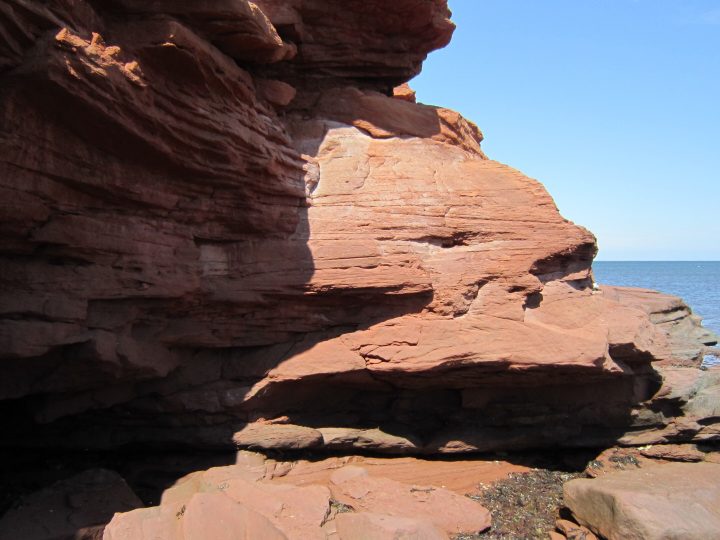 Red sandstone cliffs and beach at Cavendish, Prince Edward Island